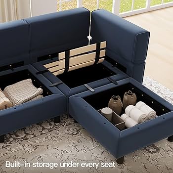 Amazon.com: Belffin Modular Sectional Sofa with Ottoman, Velvet L